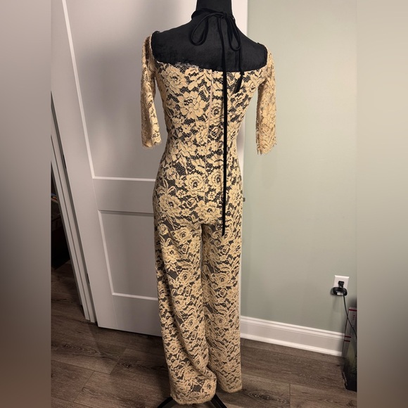 Alexis Lace Off-Shoulder lined Jumpsuit halter - Picture 7 of 16